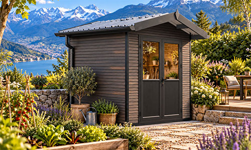 WPC-Gartenhaus Lans mit Satteldach